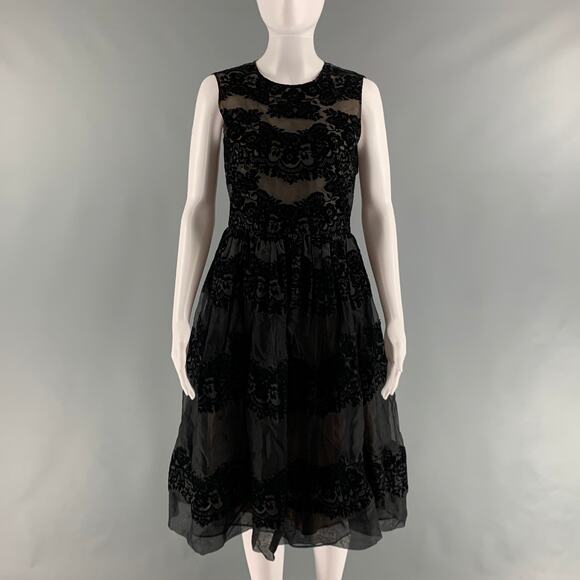 RED VALENTINO Size XS Black Lace A-Line Dress - Picture 1 of 5